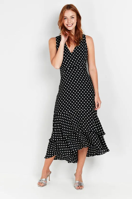 Wallis Slim fit Black White Dot Print Dress