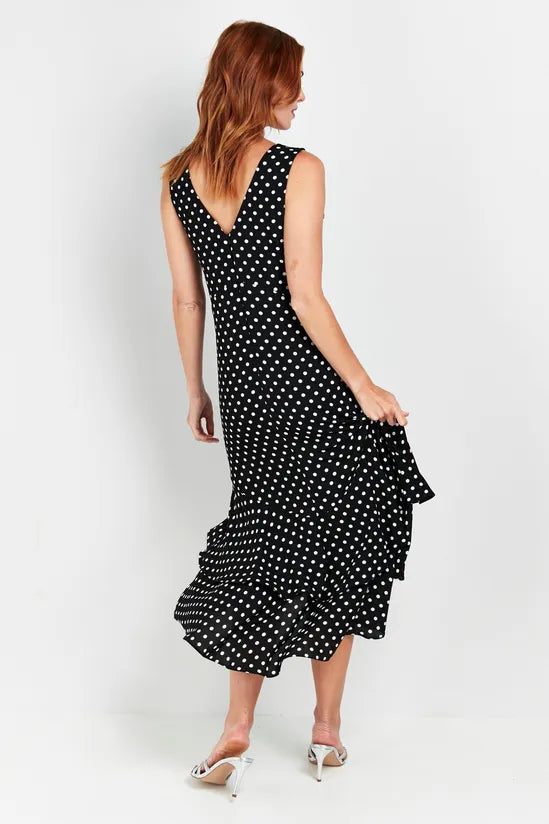 Wallis Slim fit Black White Dot Print Dress